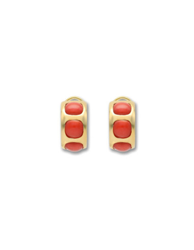 Argollas Oro Amarillo Y Coral