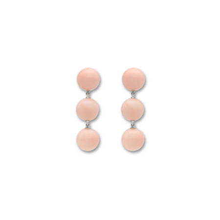 Pendientes Oro Blanco Y Coral. Género: Mujer. Material: Oro blanco. Piedras: Coral