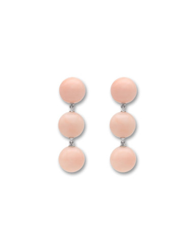 Pendientes Oro Blanco Y Coral