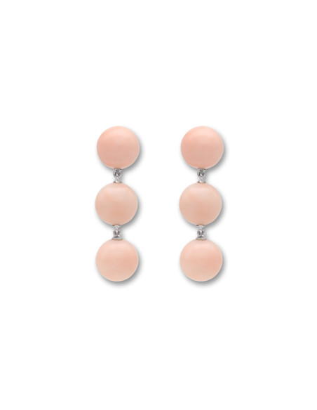 Pendientes Oro Blanco Y Coral