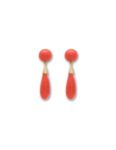 Pendientes Oro Amarillo Y Coral