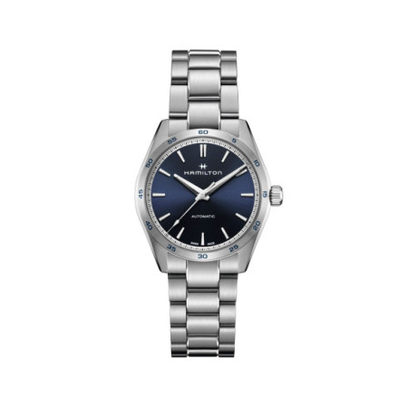 Reloj Hamilton Jazzmaster Performer H36215140. Género: Hombre. Material: Acero. Tamaño: De 32mm a 38mm. Correa: Acero. Color esfera: Azul. Estilo: Casual,Cocktail. Movimiento: Automático. Características técnicas: Hora y segundero,Reserva de marcha