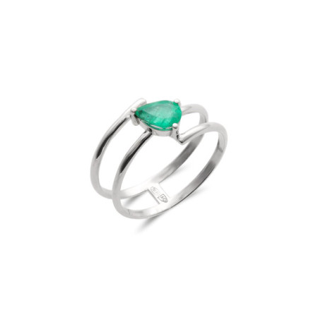 Anillo Oro Blanco Y Esmeralda. Género: Mujer. Material: Oro blanco. Piedras: Esmeraldas