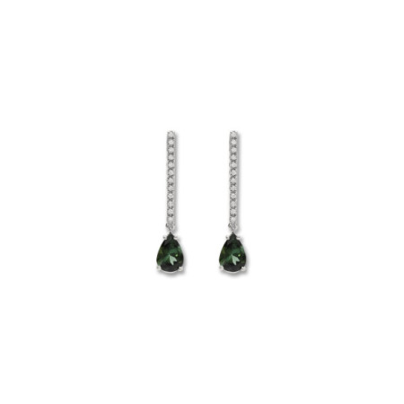 Pendientes Oro Blanco, Turmalina Y Diamantes. Género: Mujer. Material: Oro blanco. Piedras: Diamantes,Turmalinas