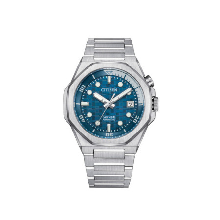 Reloj Citizen Series8 890 NB6060-58L. Género: Hombre. Material: Acero. Tamaño: De 39mm a 42mm. Correa: Acero. Color esfera: Azul. Estilo: Casual,Cocktail. Movimiento: Automático. Características técnicas: Hora y segundero,Calendario,Reserva de marcha