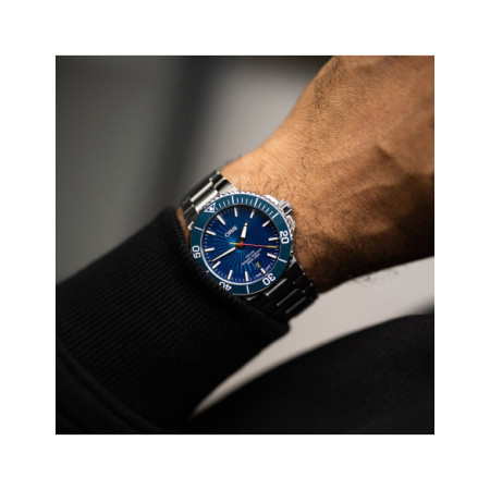 Reloj Oris Aquis Date Edición Limitada Sun Wukong 01 733 7766 4185-Set. Género: Hombre. Material: Acero. Tamaño: De 39mm a 42mm. Correa: Acero. Color esfera: Azul. Estilo: Casual,Deportivo. Movimiento: Automático. Características técnicas: Hora y segundero,Calendario,Reserva de marcha
