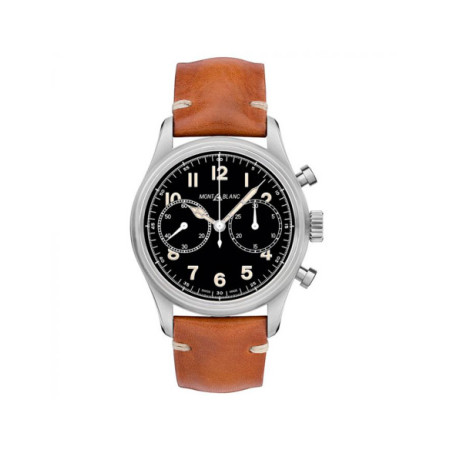 Reloj Montblanc 1858 Automatic Cronograph 117836. Género: Hombre. Material: Acero. Tamaño: De 39mm a 42mm. Correa: Piel. Color esfera: Negro. Estilo: Casual. Movimiento: Automático. Características técnicas: Hora y segundero,Cronógrafo
