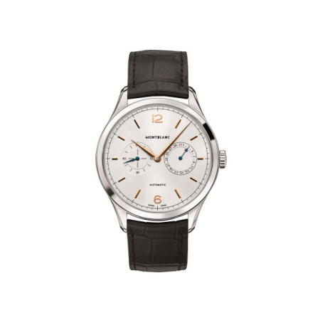 Reloj Montblanc Heritage 114872. Género: Hombre. Material: Acero. Tamaño: De 39mm a 42mm. Correa: Piel. Color esfera: Plata. Estilo: Clásico. Movimiento: Automático. Características técnicas: Hora y segundero,Calendario