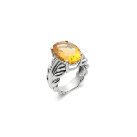 Anillo Plata Y Citrino. Género: Mujer. Material: Plata. Piedras: Citrino