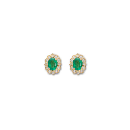 Pendientes Oro Amarillo, Esmeralda Y Diamantes. Género: Mujer. Material: Oro amarillo. Piedras: Diamantes,Esmeraldas