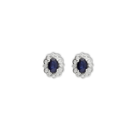 Pendientes Oro Blanco, Zafiro Y Diamantes. Género: Mujer. Material: Oro blanco. Piedras: Diamantes,Zafiros