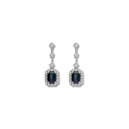 Pendientes Oro Blanco, Zafiro Y Diamantes. Género: Mujer. Material: Oro blanco. Piedras: Diamantes,Zafiros