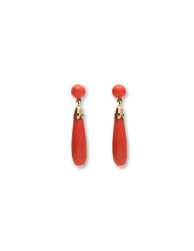 Pendientes Oro Amarillo Y Coral