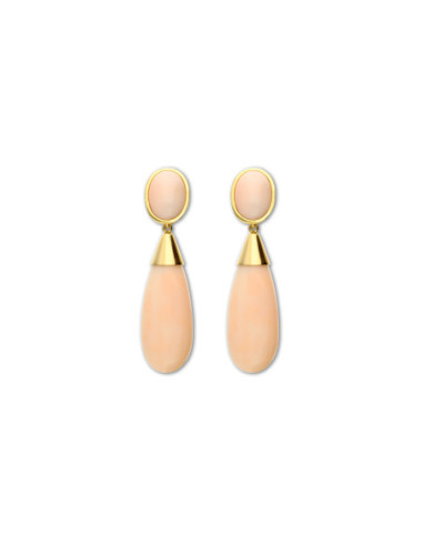 Pendientes Oro Amarillo Y Coral Piel de Ángel