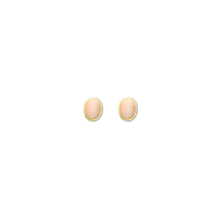 Pendientes Oro Amarillo Y Coral Piel de Ángel. Género: Mujer. Material: Oro amarillo. Piedras: Coral