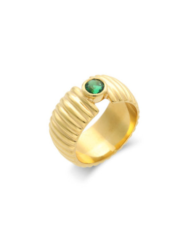 Anillo Plata Chapada Y Piedra Verde