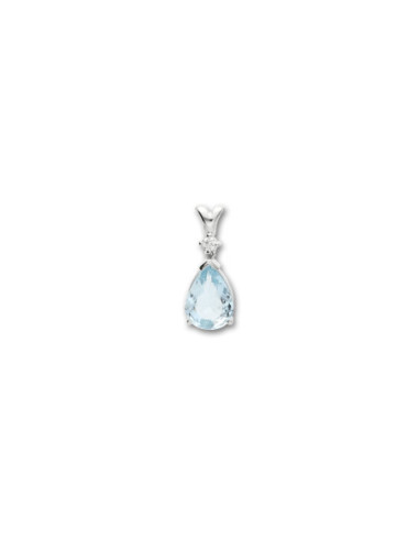 Colgante Oro Blanco, Aguamarina Y Diamante