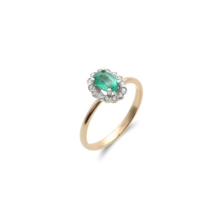 Anillo Oro Amarillo, Esmeralda Y Diamantes. Género: Mujer. Material: Oro amarillo. Piedras: Diamantes,Esmeraldas