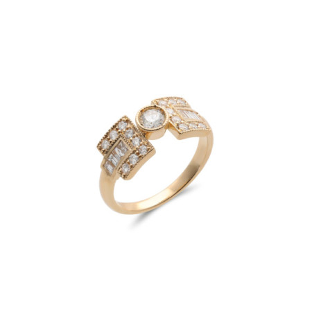 Anillo Oro Amarillo Y Diamantes. Género: Mujer. Material: Oro amarillo. Piedras: Diamantes