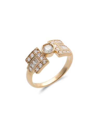 Anillo Oro Amarillo Y Diamantes