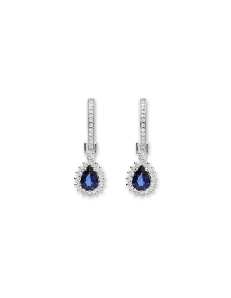 Argollas Oro Blanco, Zafiro Y Diamantes