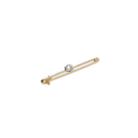 Alfiler Oro Amarillo Y Topacio. Género: Mujer,Niña,Niño. Material: Oro amarillo. Piedras: Topacio azul