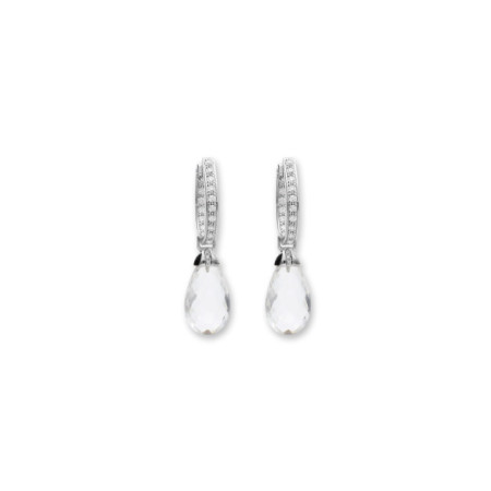 Argollas Oro Blanco, Diamantes Y Cristal De Roca. Género: Mujer. Material: Oro blanco. Piedras: Diamantes,Otras gemas