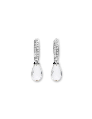 Argollas Oro Blanco, Diamantes Y Cristal De Roca