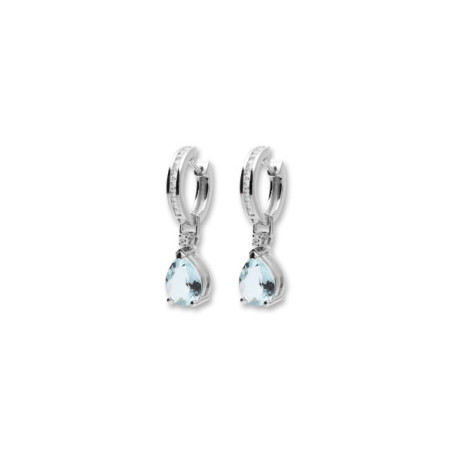 Argollas Oro Blanco, Aguamarina Y Diamantes. Género: Mujer. Material: Oro blanco. Piedras: Diamantes,Aguamarinas