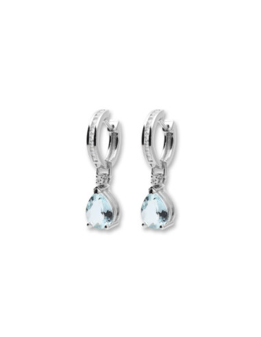 Argollas Oro Blanco, Aguamarina Y Diamantes