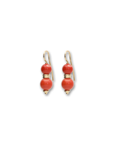Pendientes Oro Amarillo Y Coral