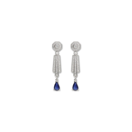 Pendientes Oro Blanco, Zafiro Y Diamantes. Género: Mujer. Material: Oro blanco. Piedras: Diamantes,Zafiros