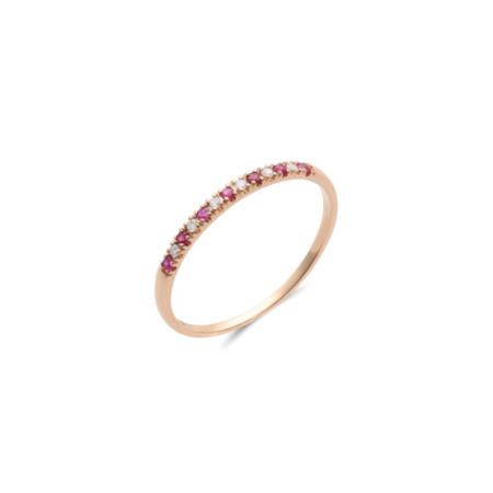 Anillo Oro Rosa, Rubíes Y Diamantes. Género: Mujer. Material: Oro rosa. Piedras: Diamantes,Rubies