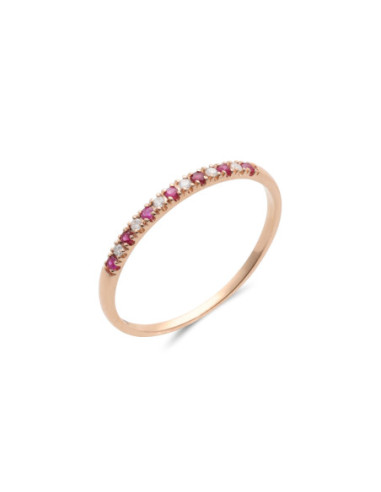 Anillo Oro Rosa, Rubíes Y Diamantes