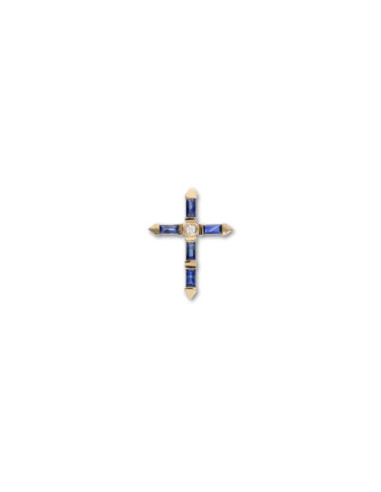 Cruz Oro Amarillo, Diamante Y Zafiros