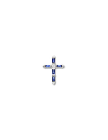 Cruz Oro Blanco, Diamante Y Zafiros