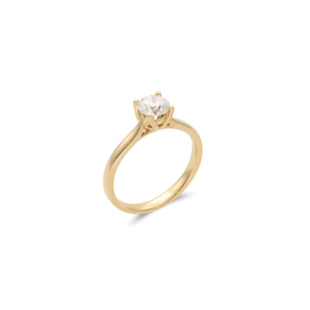 Anillo-Solitario Oro Amarillo Y Diamante. Género: Mujer. Material: Oro amarillo. Piedras: Diamantes