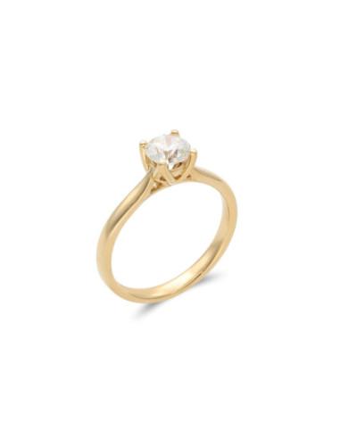 Anillo-Solitario Oro Amarillo Y Diamante
