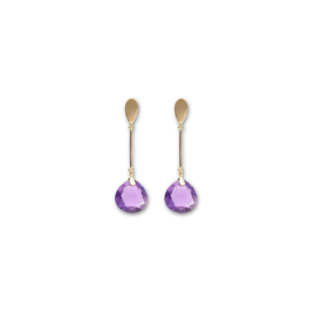 Pendientes Oro Amarillo Y Amatista. Género: Mujer. Material: Oro amarillo. Piedras: Amatistas