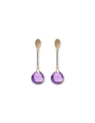 Pendientes Oro Amarillo Y Amatista