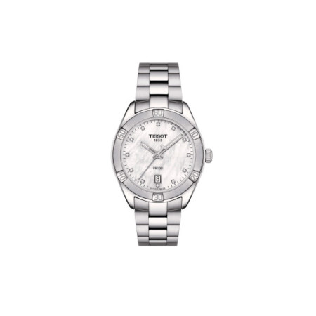 Reloj Tissot PR 100 Sport Chic T101.910.11.116.00. Género: Mujer. Material: Acero. Tamaño: De 32mm a 38mm. Correa: Acero. Color esfera: Nácar. Estilo: Casual,Cocktail,Deportivo. Movimiento: Cuarzo. Características técnicas: Hora y segundero,Calendario