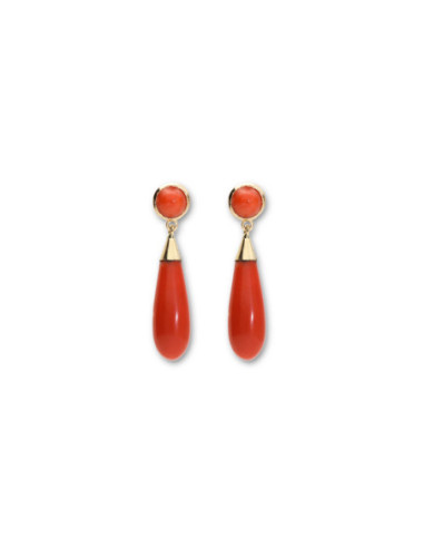Pendientes Oro Amarillo Y Coral
