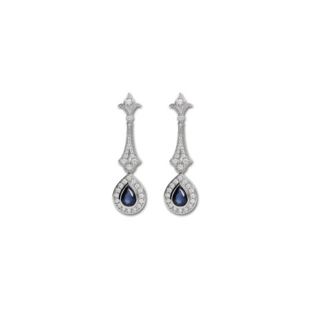 Pendientes Oro Blanco, Zafiro Y Diamantes. Género: Mujer. Material: Oro blanco. Piedras: Diamantes,Zafiros