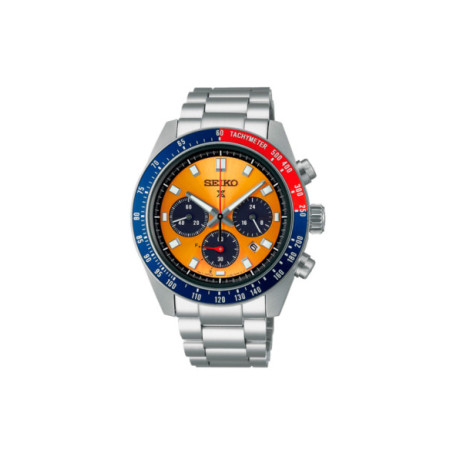 Reloj Seiko Prospex Speedtimer SSC947P1. Género: Hombre. Material: Acero. Tamaño: De 39mm a 42mm. Correa: Acero. Color esfera: Naranja. Estilo: Casual. Movimiento: Solar. Características técnicas: Hora y segundero,Calendario,Cronógrafo