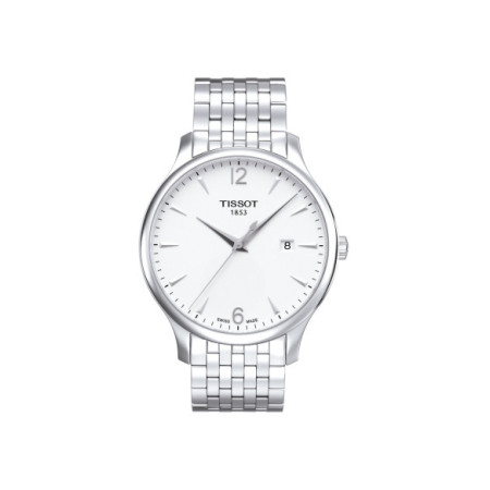 Reloj Tissot  T-Classic Tradition T063.610.11.037.00. Género: Hombre. Material: Acero. Tamaño: De 39mm a 42mm. Correa: Acero. Color esfera: Blanco. Estilo: Clásico,Casual. Movimiento: Cuarzo. Características técnicas: Hora y segundero,Calendario