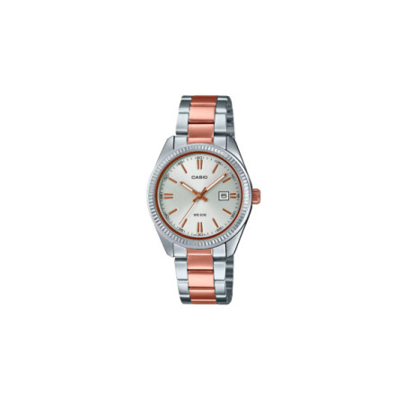 Reloj Casio Timeless LTP-1302PRG-7AVEF. Género: Mujer. Material: Acero. Tamaño: Menos de 32mm. Correa: Acero. Color esfera: Plata. Estilo: Clásico,Cocktail. Movimiento: Cuarzo. Características técnicas: Hora y segundero,Calendario