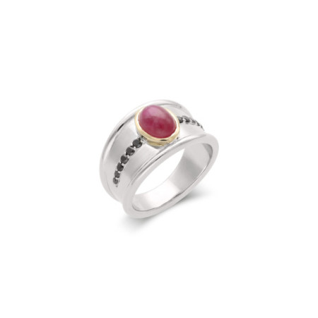 Anillo Oro Blanco, Rubí Y Diamantes. Género: Mujer. Material: Oro blanco. Piedras: Diamantes,Rubies