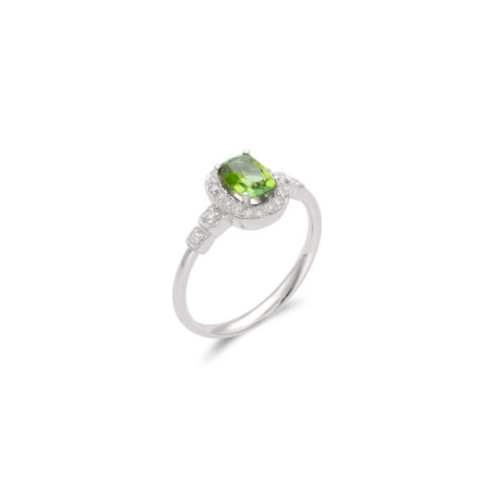 Anillo Oro Blanco, Turmalina Y Diamantes. Género: Mujer. Material: Oro blanco. Piedras: Diamantes,Turmalinas