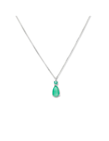 Cadena-Colgante Oro Blanco, Esmeraldas Y Diamantes