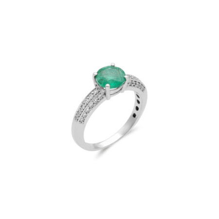 Anillo Oro Blanco, Esmeralda Y Diamantes. Género: Mujer. Material: Oro blanco. Piedras: Diamantes,Esmeraldas